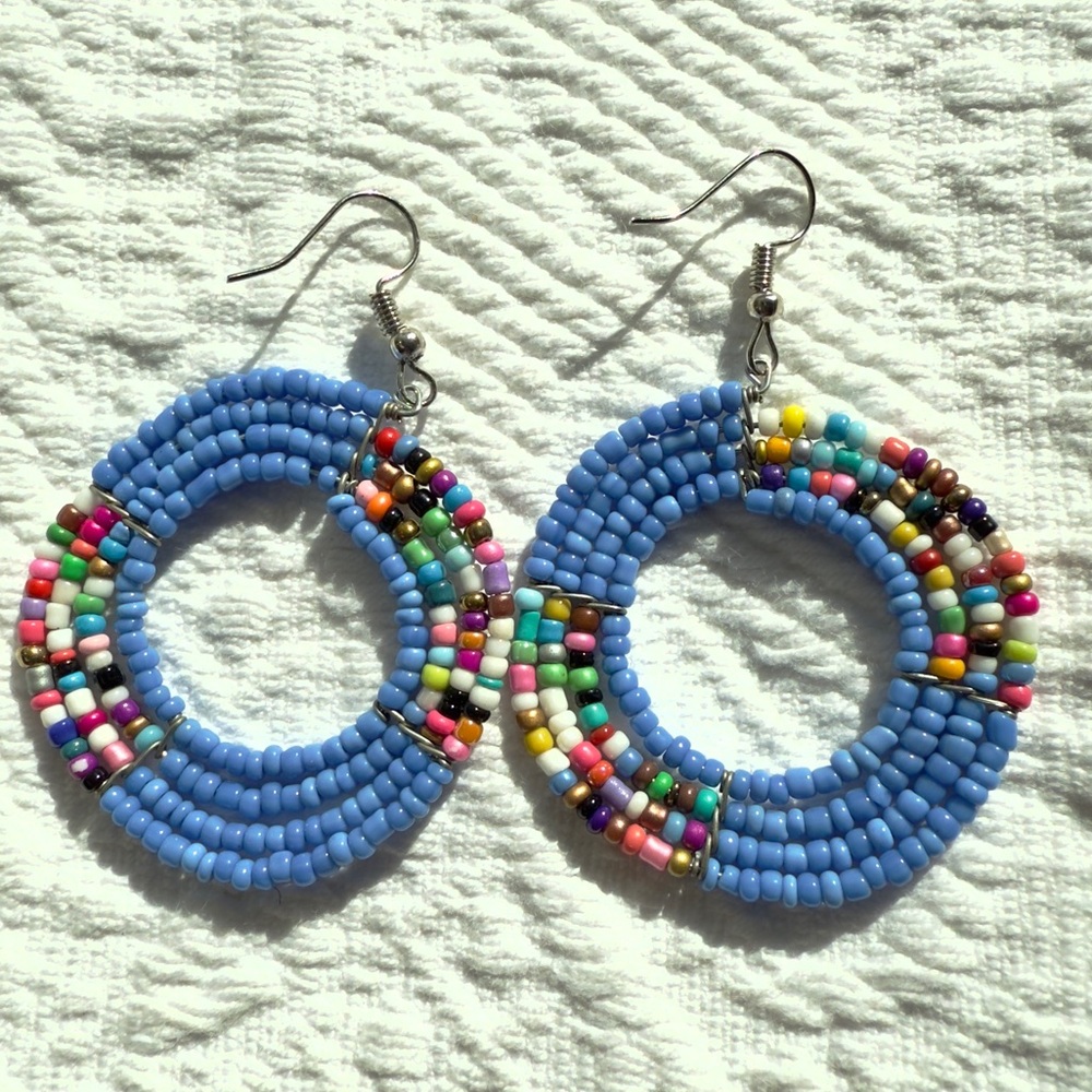 NEW African Hand Beaded Earrings Made in Malawi